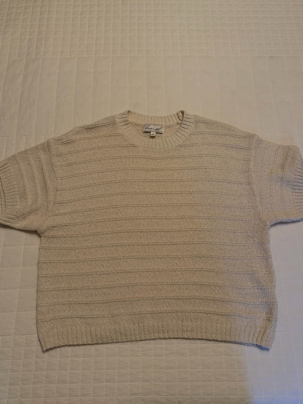 Cream Short-Sleeve Sweater